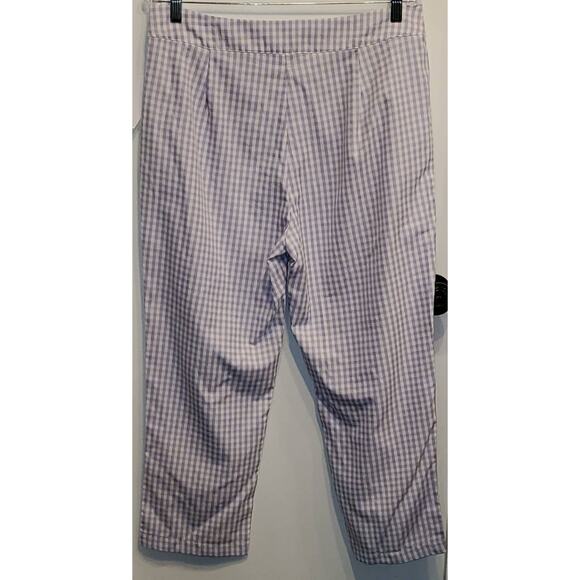 CYRUS Purple and White Gingham Plaid High Rise Cropped Pants Plus Size 8 - Picture 2 of 5